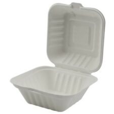 hinged compostable container